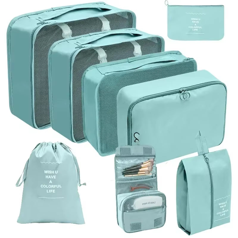 8Piece Set Travel Bag Organizer Clothes Luggage Travel Organizer Blanket Shoes Organizers Bag Suitcase Pouch Packing Cubes